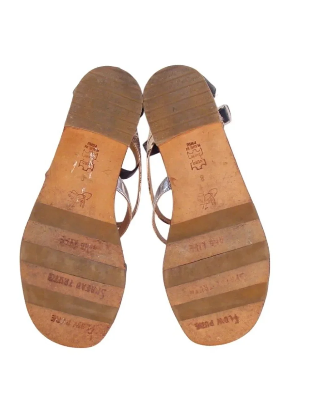 FLUEVOG Zambezi $228 Strappy Snake Print Leather Sandals 8 - Made in PERU - Picture 6 of 9